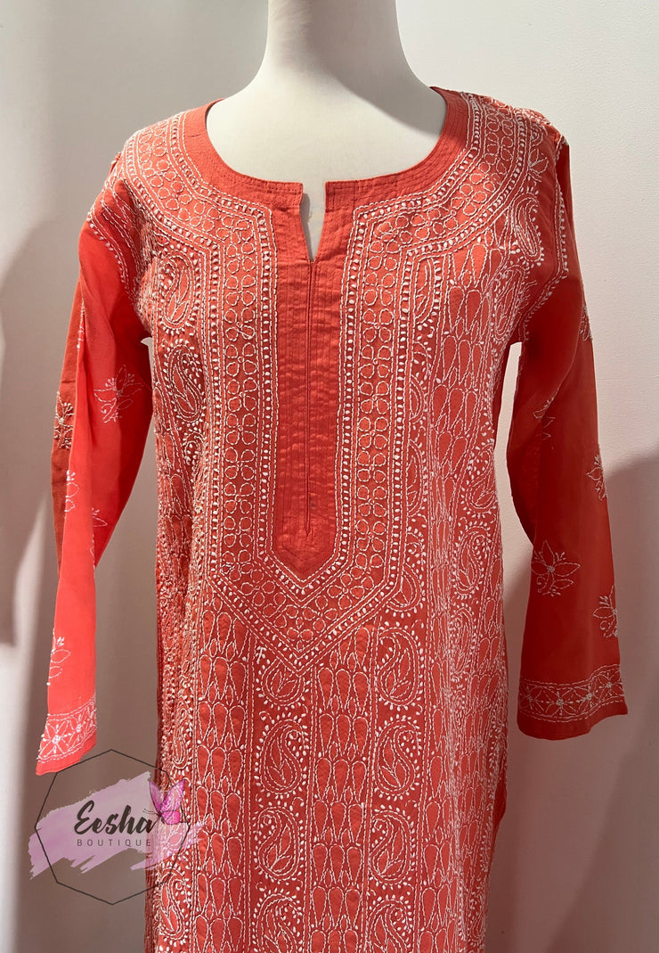 Kala - Cotton Voile Hand Embroidered Chikankari Long Kurti Tunic