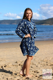 Sunflower Indigo Blue Cotton Hand Block Print Tunic