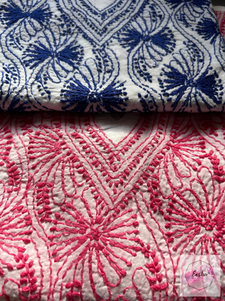 Zoya - Cotton Tunic Top - Pink Chikankari