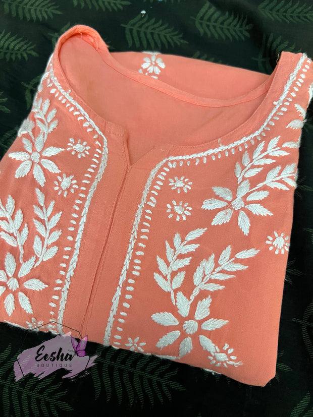 Latika Long Tunic - Hand Embroidered Chikankari Kurta