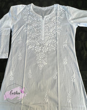 Flora - White Hand Embroidered Cotton Tunic