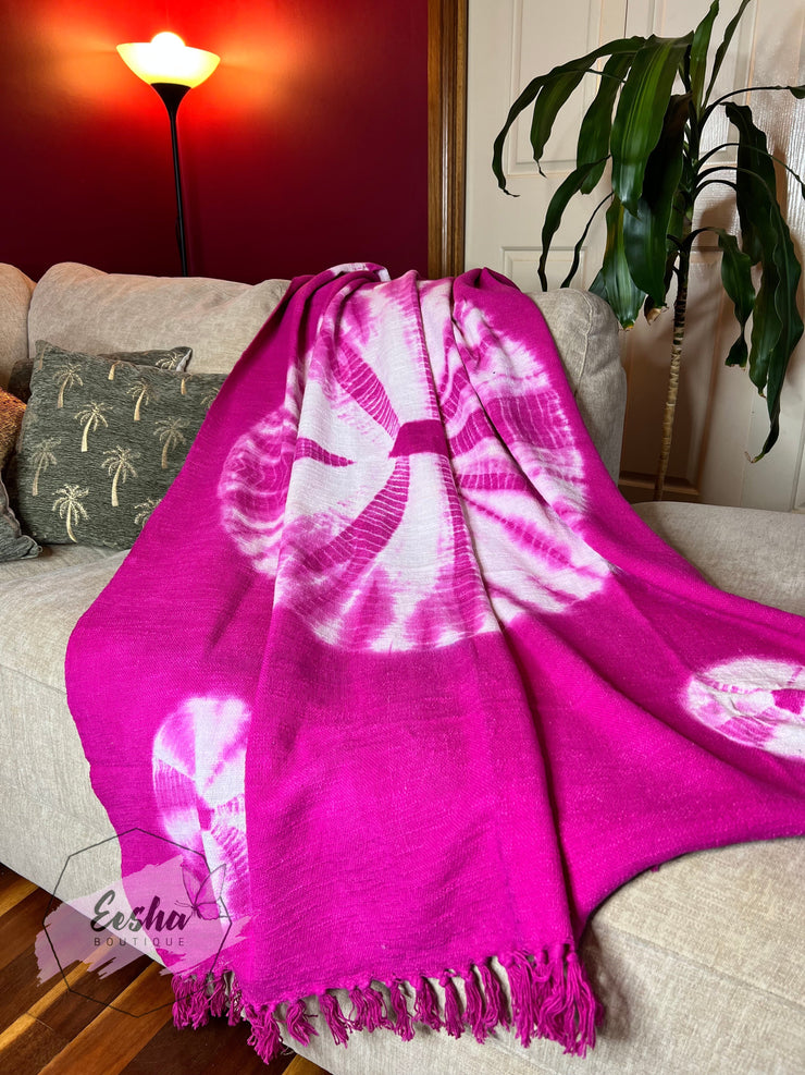 Pink tie dye handloom organic Indian cotton throw