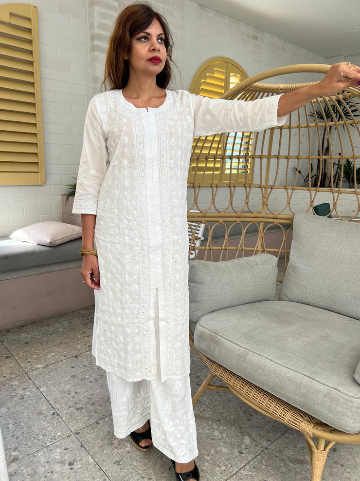 White Rayon Palazzo Pants - Lotus