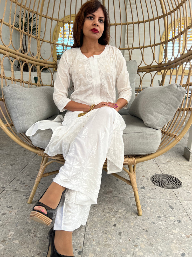 White Rayon Palazzo Pants - Lotus