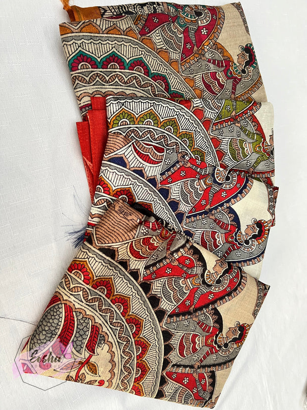 Khadi Cotton Silk Dupatta - Madhubani