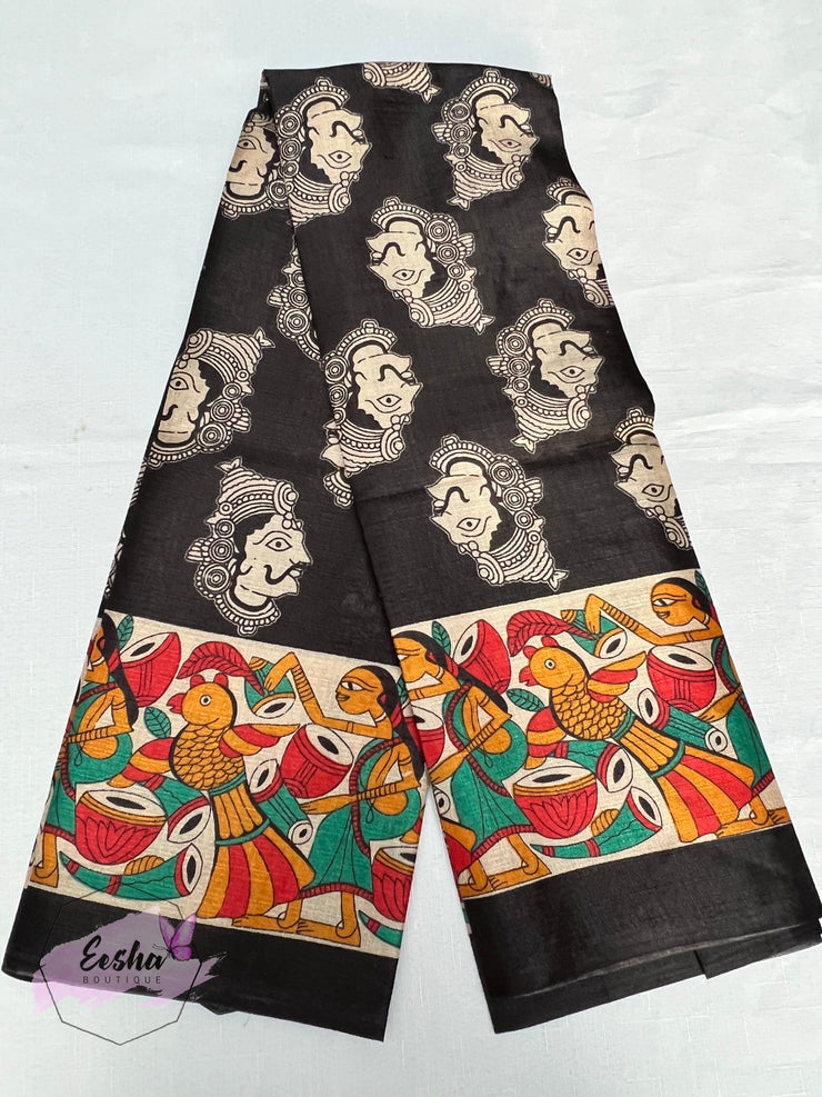 Black Khadi Cotton Silk Dupatta