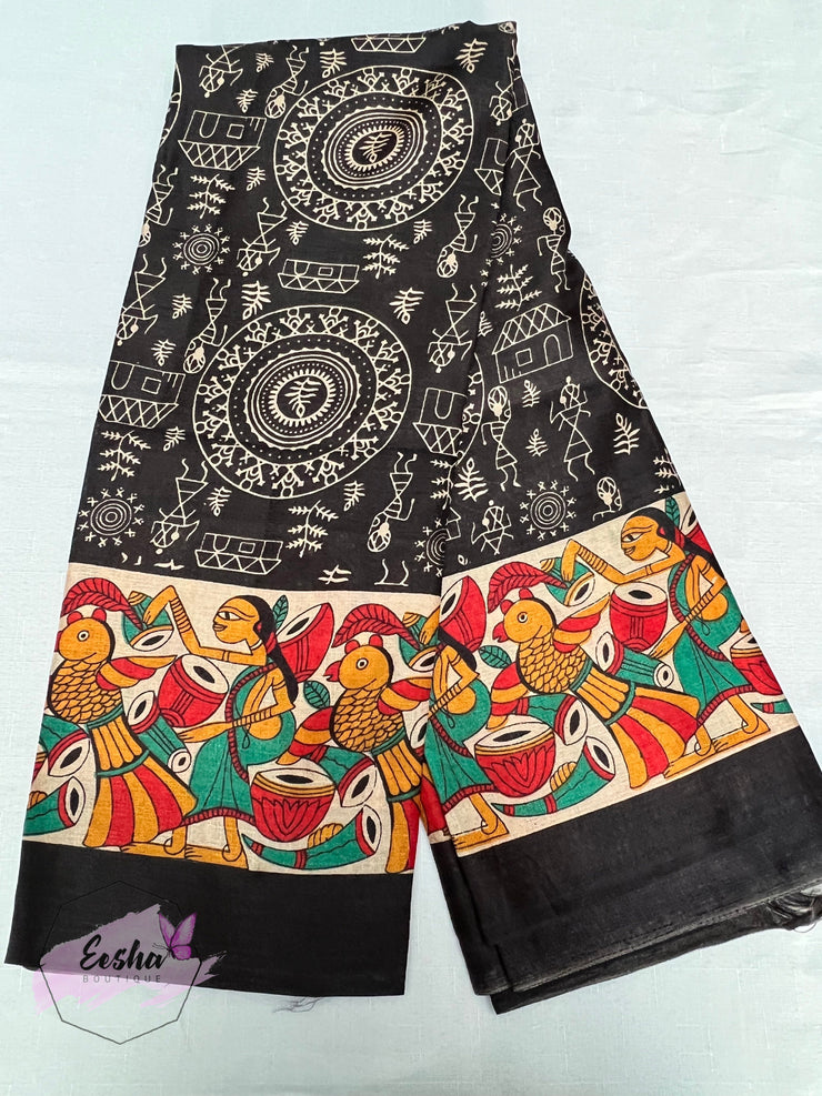 Black Khadi Cotton Silk Dupatta