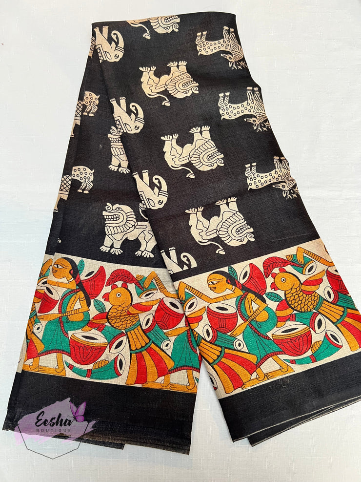 Black Khadi Cotton Silk Dupatta