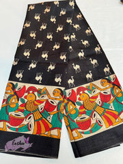 Black Khadi Cotton Silk Dupatta