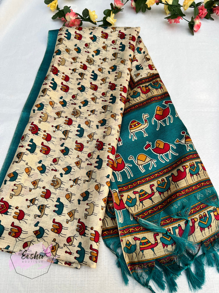 Khadi Cotton Silk Dupatta - Camel