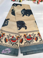Khadi Cotton Silk Dupatta - Elephant