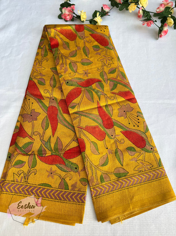 Khadi Cotton Silk Dupatta - Bird