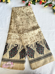 Khadi Cotton Silk Dupatta - Peacock