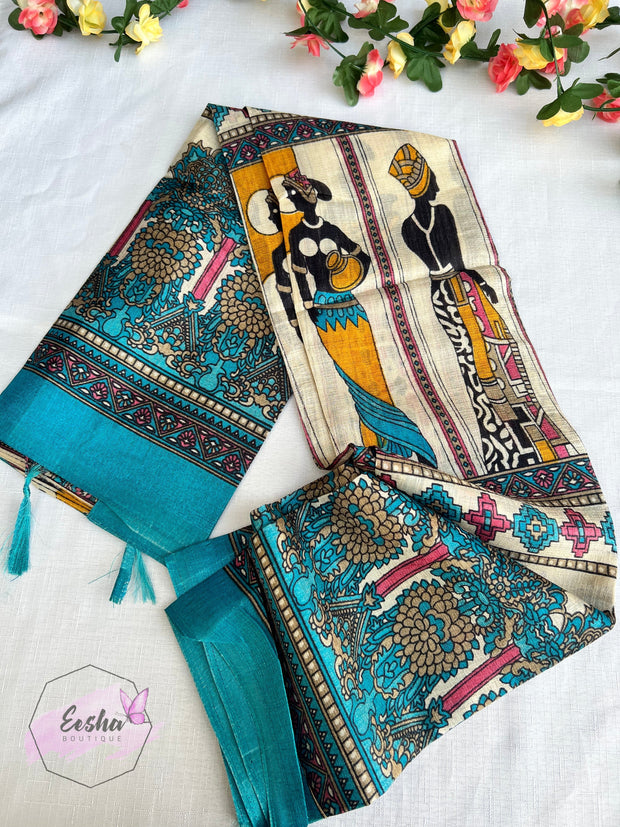 Tribal Print - Khadi Cotton Silk Dupatta
