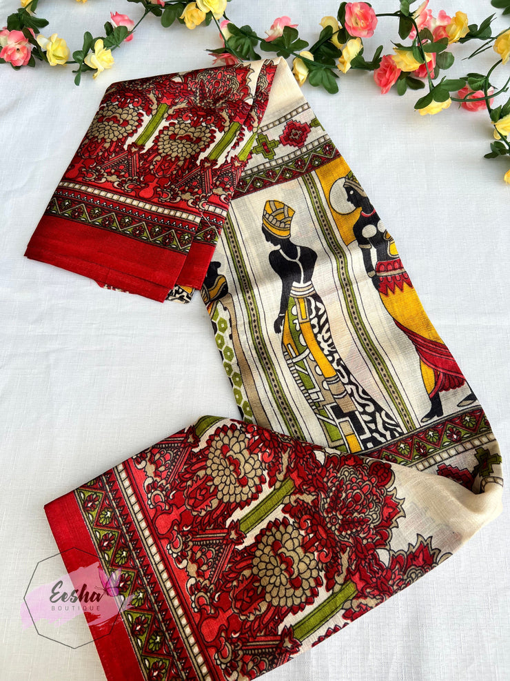 Tribal Print - Khadi Cotton Silk Dupatta