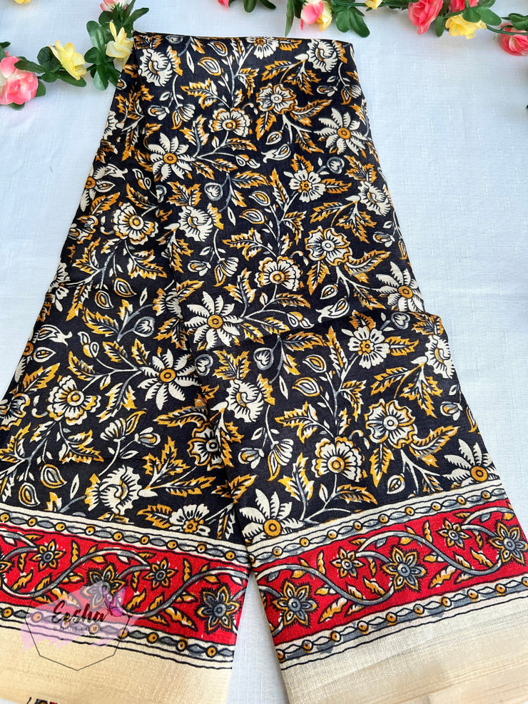 Khadi Cotton Silk Dupatta - Flowers