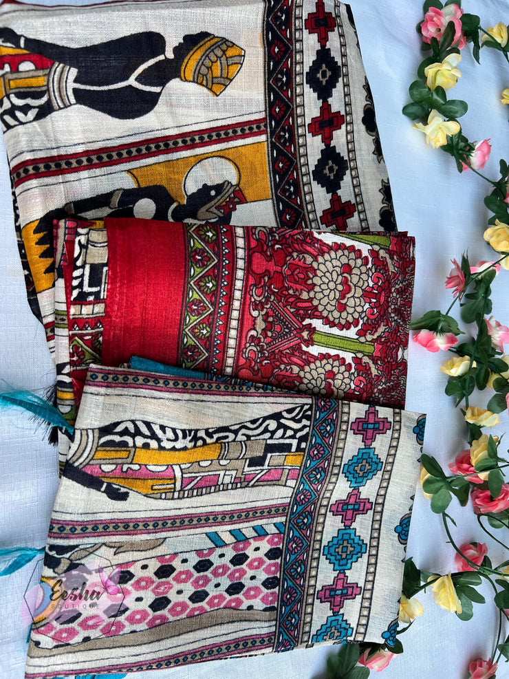 Tribal Print - Khadi Cotton Silk Dupatta