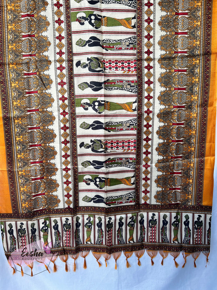 Tribal Print - Khadi Cotton Silk Dupatta