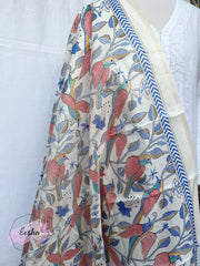 Khadi Cotton Silk Dupatta - Bird