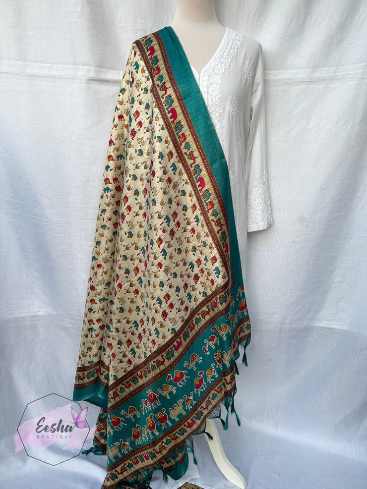 Khadi Cotton Silk Dupatta - Camel