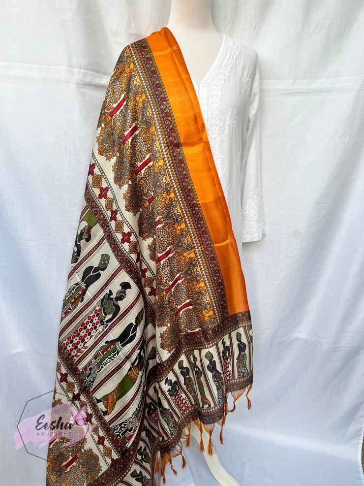 Tribal Print - Khadi Cotton Silk Dupatta