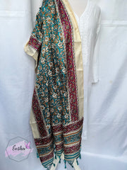 Khadi Cotton Silk Dupatta - Flowers