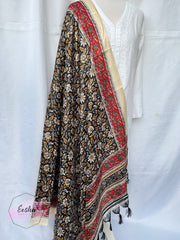 Khadi Cotton Silk Dupatta - Flowers