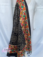 Black Khadi Cotton Silk Dupatta