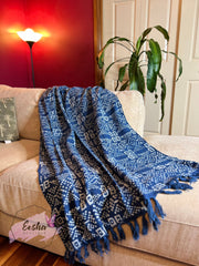 Indigo blue handloom organic Indian cotton throw - Box