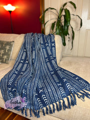 Indigo blue handloom organic Indian cotton throw - Tribal