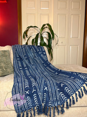 Indigo blue handloom organic Indian cotton throw - Tribal