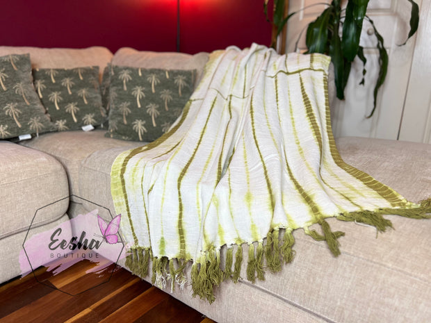 Moss Green tie dye handloom organic Indian cotton throw