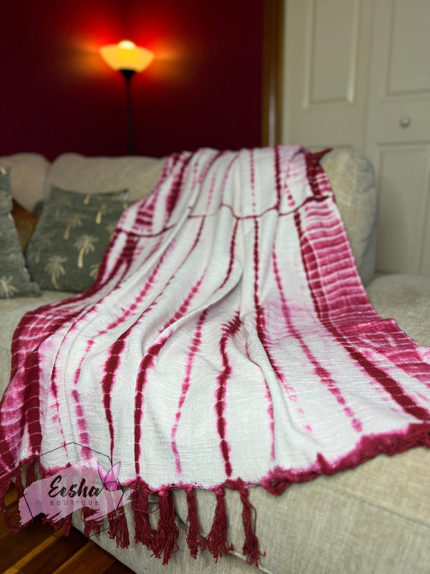 Magenta tie dye handloom organic Indian cotton throw