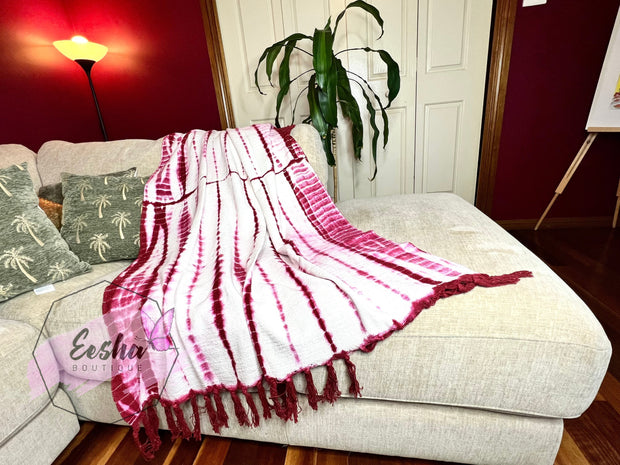 Magenta tie dye handloom organic Indian cotton throw