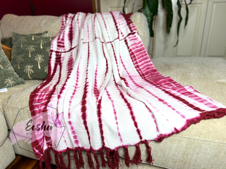 Magenta tie dye handloom organic Indian cotton throw