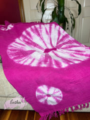 Pink tie dye handloom organic Indian cotton throw