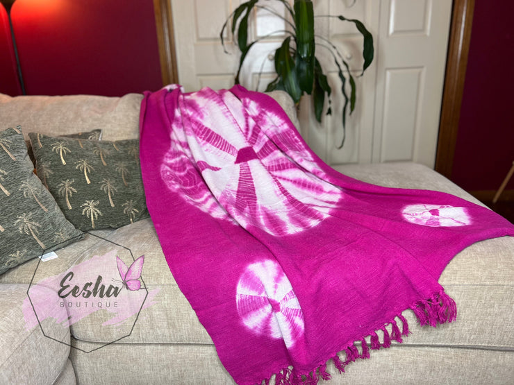 Pink tie dye handloom organic Indian cotton throw