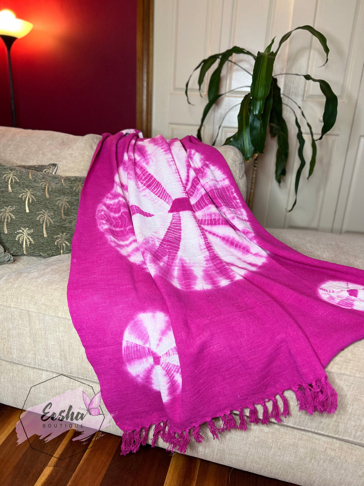 Pink tie dye handloom organic Indian cotton throw