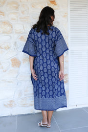 Indigo Beauty- Hand Block Print Long Kaftan