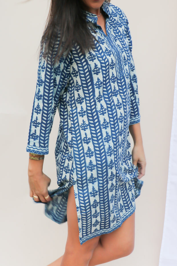 Vine Indigo Hand Block Print Tunic