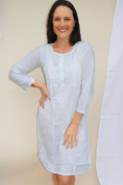 Karina - White Hand Embroidered Tunic