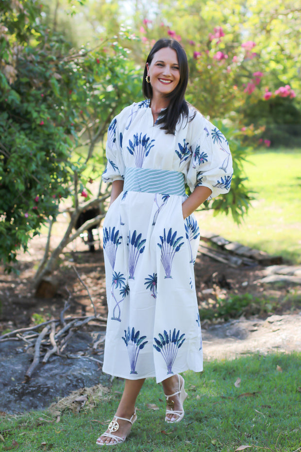 Lila Kaftan Midi Dress - Blue