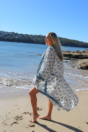 Long Kimono Robe - Blue Flemingo