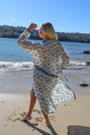 Long Kimono Robe - Blue Flemingo