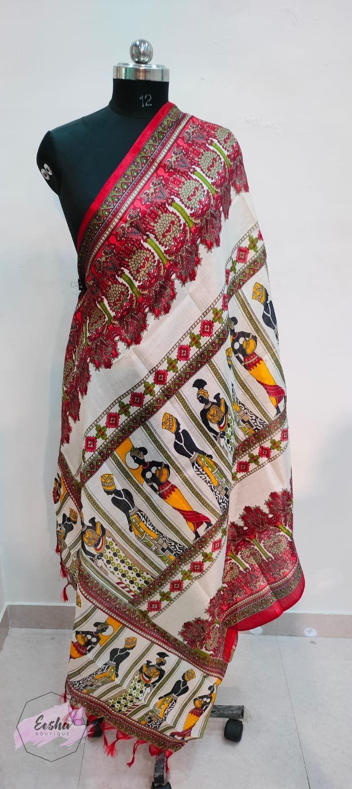Tribal Print - Khadi Cotton Silk Dupatta