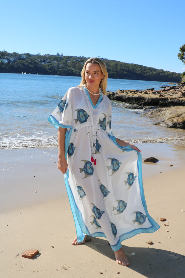 Matsya - Hand Block Print Long Kaftan