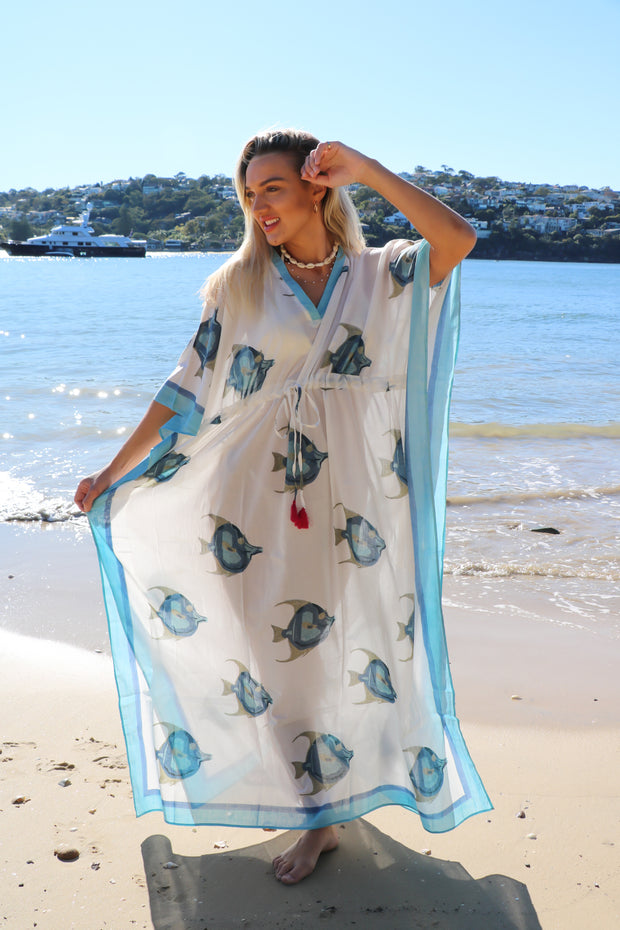 Matsya - Hand Block Print Long Kaftan