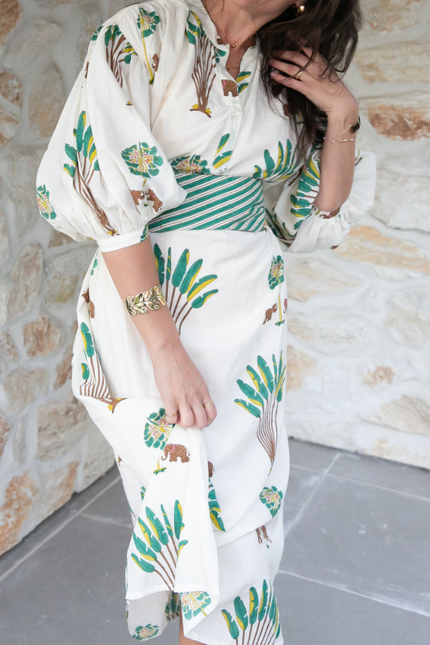 Maya Kaftan Midi Dress - Green
