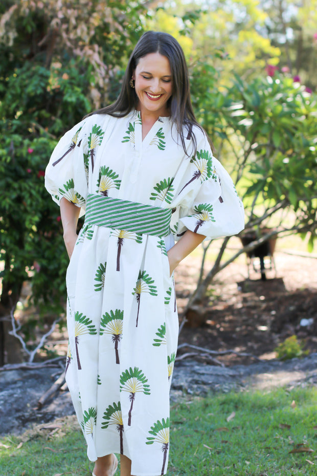 Palm Kaftan Midi Dress