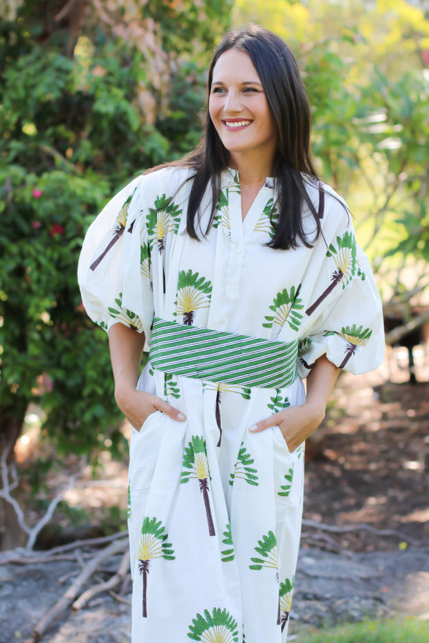 Palm Kaftan Midi Dress
